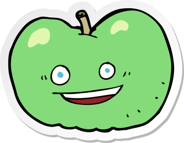 Bir insan tarafından çizilmiş çizgi film elmasının çıkartması.