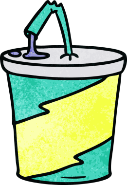 Bir insan tarafından çizilmiş el yapımı fast food içeceği karikatürü.