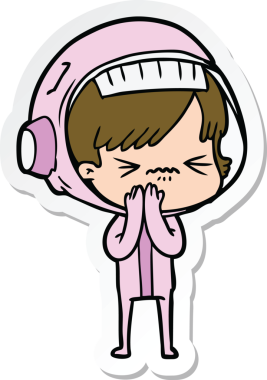 Bir insan tarafından çizilmiş astronot bir kadının çıkartması.