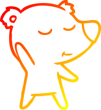 Bir insan tarafından çizilmiş mutlu bir kutup ayısının sıcak çizgi çizimi