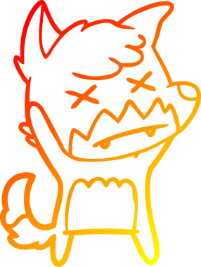 Bir insan tarafından çizilmiş şaşı gözlü tilki çizgi çizimi.