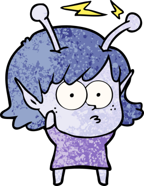 Bir insan tarafından çizilmiş uzaylı kız.