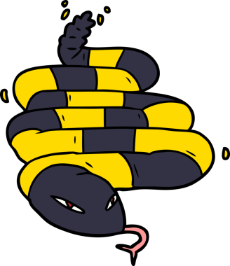 Bir insan tarafından çizilmiş zehirli yılan çizgi filmi.