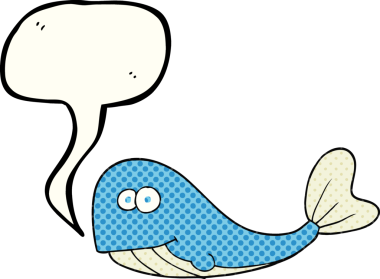 Bir insan tarafından çizilmiş karikatür balinası.