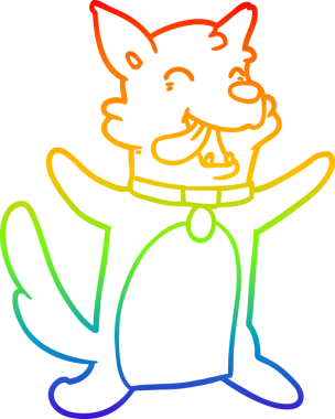 gökkuşağı gradyan çizgi çizimi bir insan tarafından çizilmiş mutlu bir köpek