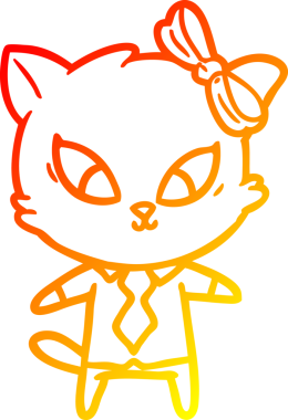 Bir insan tarafından çizilmiş çizgi film kedisinin sıcak çizgi çizimi