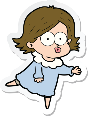 Bir insan tarafından çizilmiş somurtkan bir çizgi film kızının çıkartması.