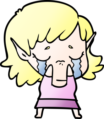 Bir insan tarafından çizilmiş ağlayan elf kızı.