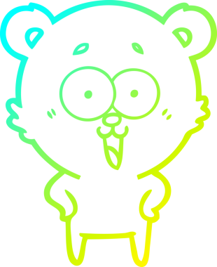 Bir insan tarafından çizilmiş gülen oyuncak ayı çizgi filmi.