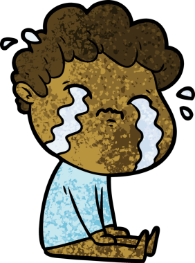 Bir insan tarafından çizilmiş ağlayan çizgi film adamı.