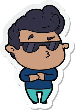 Bir insan tarafından çizilmiş havalı bir adamın çıkartması.