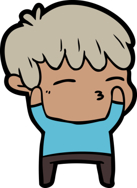 Bir insan tarafından çizilmiş meraklı bir çocuk.