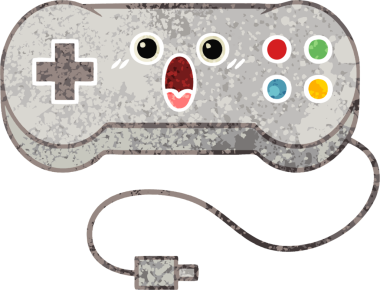 Bir insan tarafından çizilmiş bir oyun denetleyicisinin retro illüstrasyon tarzı karikatürü