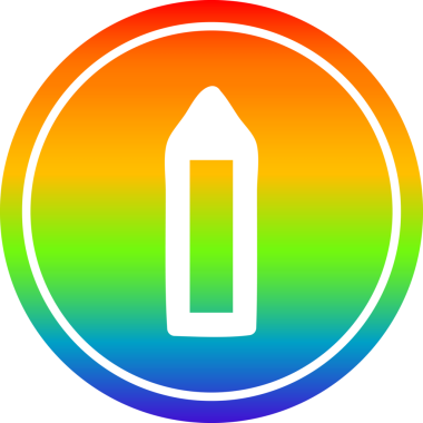 Bir insan tarafından çizilmiş gökkuşağı gradyan basit kalem dairesel simgesi