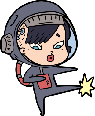 Bir insan tarafından çizilmiş astronot kadın.