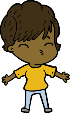 Bir insan tarafından çizilmiş bir çizgi film kadını.