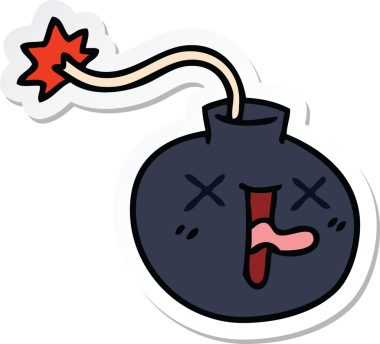 Bir insan tarafından çizilmiş garip bir el bombası çıkartması.