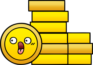 Bir insan tarafından çizilmiş bozuk paranın gölgelenmiş karikatürü