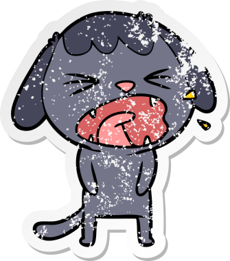 Bir insan tarafından çizilmiş şirin bir köpeğin sıkıntılı çıkartması.