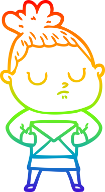 Gökkuşağı gradyan çizgi çizimi bir insan tarafından çizilmiş sakin bir kadın