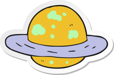 Bir insan tarafından çizilmiş çizgi film gezegeninin çıkartması.