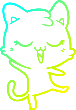 Bir insan tarafından çizilen çizgi film kedisinin soğuk gradyan çizgisi.