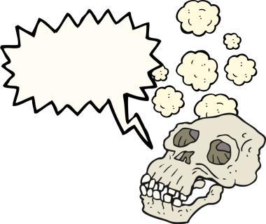 Serbest konuşma balonu karikatürü Bir insan tarafından çizilmiş antik kafatası