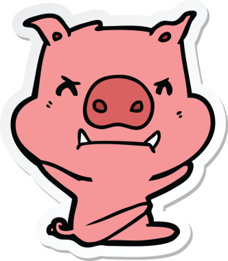 Kızgın çizgi film domuzu çıkartması Bir insan tarafından çizilmiş öfke nöbeti