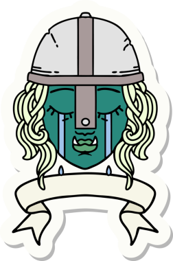 Bir insan tarafından çizilmiş ağlayan bir Ork savaşçı karakterinin çıkartması.