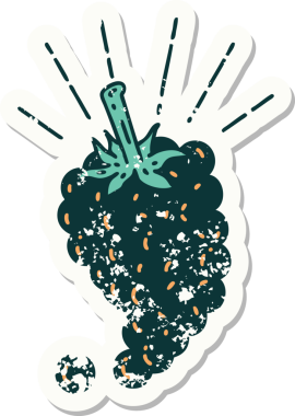 Bir insan tarafından çizilmiş bir demet üzüm dövmesinin eski bir çıkartması.