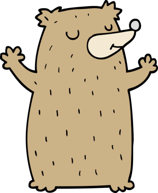 Bir insan tarafından çizilmiş çizgi film ayısı.