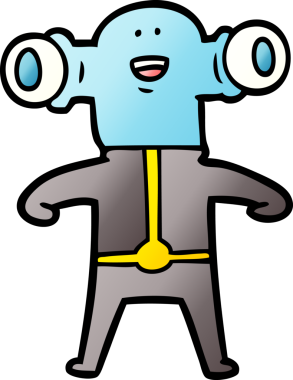 Bir insan tarafından çizilmiş dostane bir uzaylı çizgi filmi.