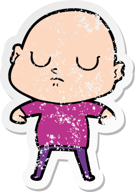 Bir insan tarafından çizilmiş kel bir adamın sıkıntılı çıkartması.