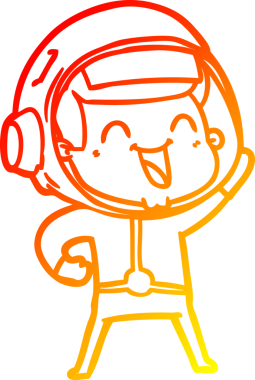 Bir insan tarafından çizilmiş mutlu bir astronotun sıcak çizgi çizimi