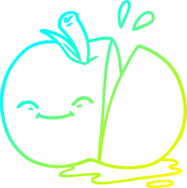 Bir insan tarafından çizilmiş elma karikatürünün soğuk gradyan çizimi