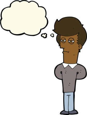 Bir insan tarafından çizilmiş düşünce baloncuğu olan bitkin bir adam.