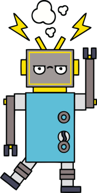 Bir insan tarafından çizilmiş arızalı bir robot çizimi.