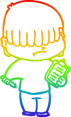 Bir insan tarafından çizilmiş dağınık saçlı bir çizgi film çocuğunun çizimi.