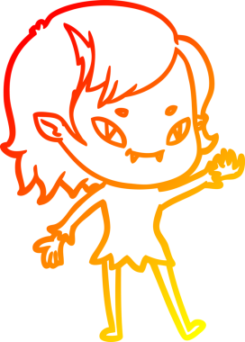 Bir insan tarafından çizilmiş, çizgi film karakteri, arkadaş canlısı vampir kız çizimi.