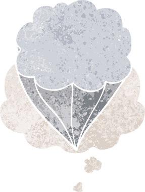 Düşünce baloncuklu çizgi film sembolü grunge sıkıntılı retro desen bir insan tarafından çizilmiş