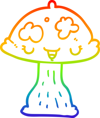 Gökkuşağı gradyan çizgi çizimi Bir insan tarafından çizilmiş mantar