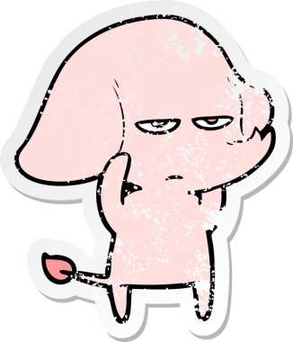 Bir insan tarafından çizilmiş kızgın bir fil çıkartması.