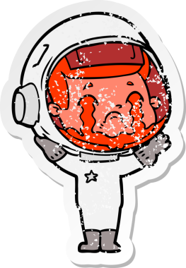 Bir insan tarafından çizilmiş ağlayan bir astronotun sıkıntılı çıkartması.