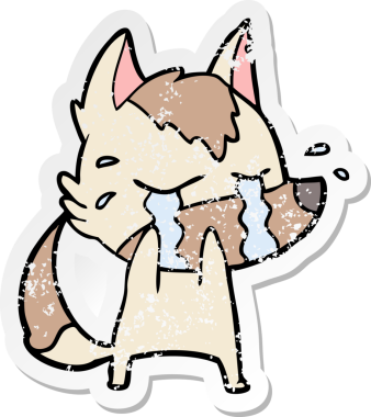 Bir insan tarafından çizilmiş ağlayan bir karikatür çıkartması.