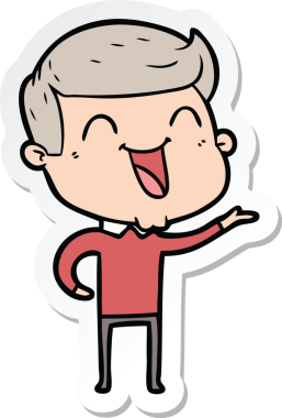 Bir insan tarafından çizilmiş bir karikatür adamın çıkartması.