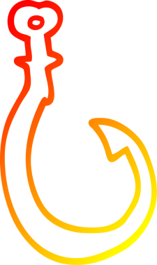 Bir insan tarafından çizilen büyük balık kancasının sıcak çizgi çizimi