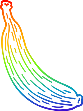 Gökkuşağı gradyan çizgi çizimi Bir insan tarafından çizilmiş sarı muz