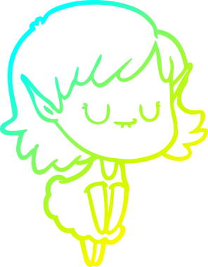 Bir insanın çizdiği elbiseyi giyen mutlu bir elf kızı çiziyor.