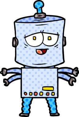 Bir insan tarafından çizilmiş çizgi film robotu