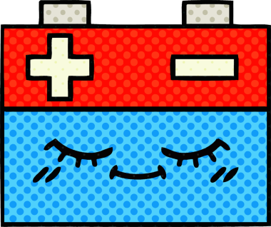 Bir insan tarafından çizilmiş bir araba aküsünün çizgi romanı.